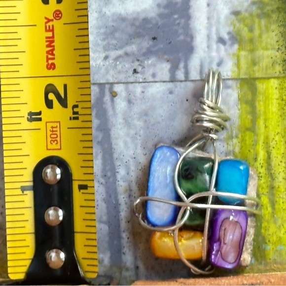 Necklace Pendant, Handmade assemblage Wire Wrapped real Stones Resin Set 4300 G - Picture 3 of 10